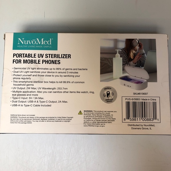 NuvoMed portable UV Sterilizer for cell phones and small objects brand new - Picture 2 of 3